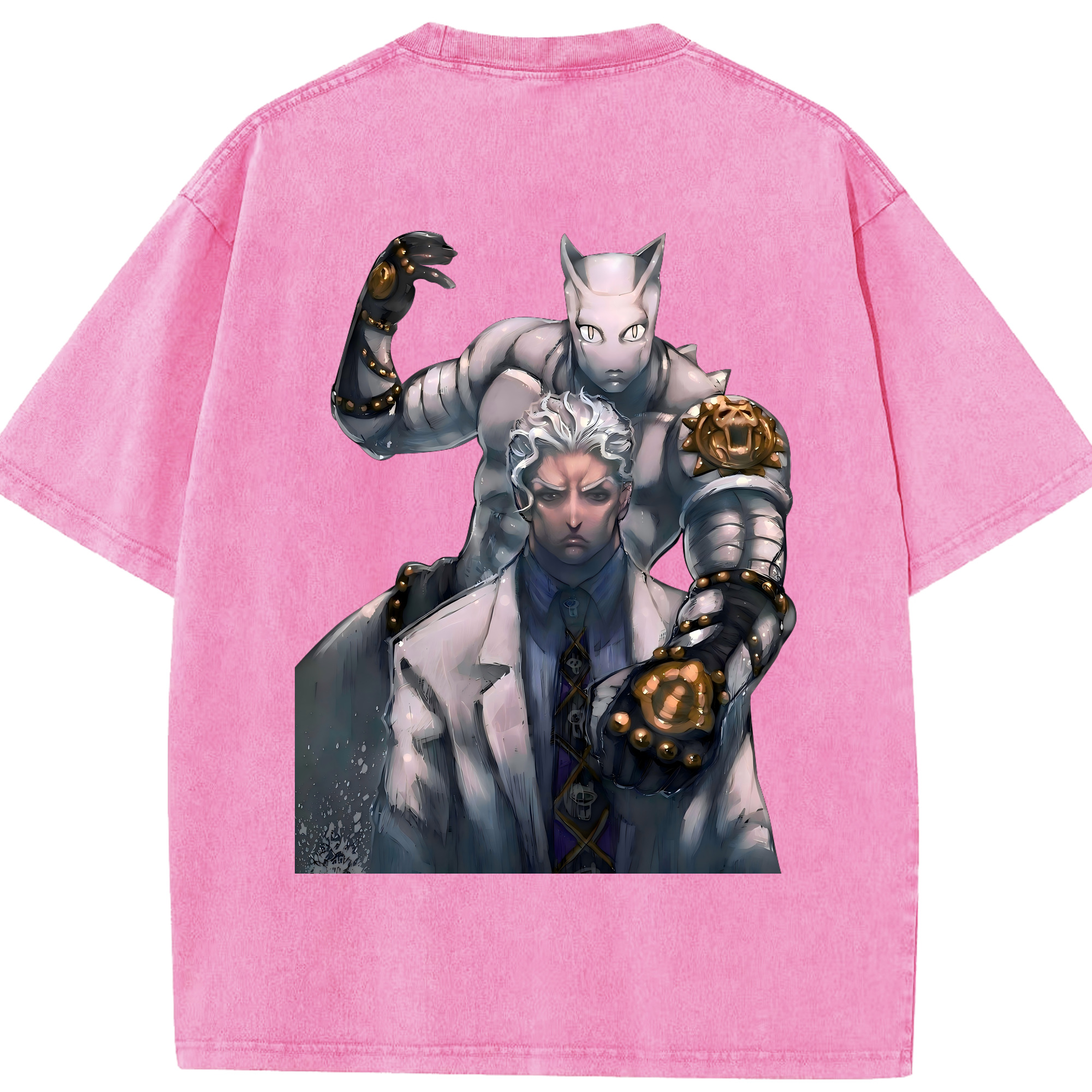 （画像用） ジョジョの奇妙な冒険 きら よしかげ JoJo's Bizarre Adventure Kira Yoshikage 綿100% ヴィンテージ風 半袖Tシャツ（背面プリント）